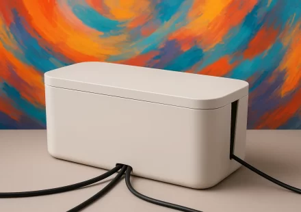 A cable management box similar to the IKEA Kvissle cable management box.