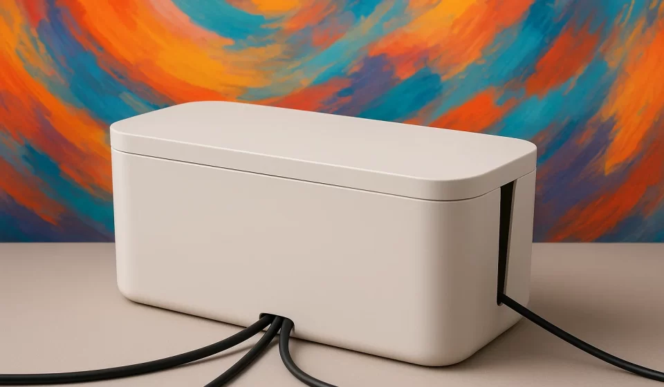 A cable management box similar to the IKEA Kvissle cable management box.
