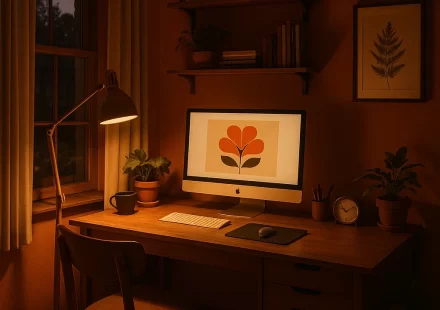 “Clean workspace that supports creative focus”