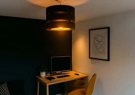 Clean minimal room with warm lighting