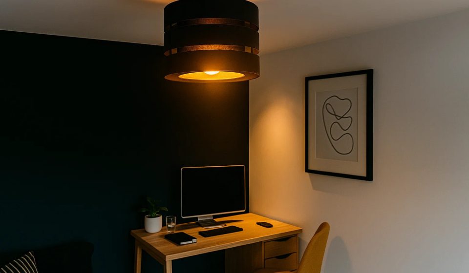 Clean minimal room with warm lighting