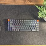 keychron k3 ultra-slim on a desk with the Logitech MX Master 3s mouse.