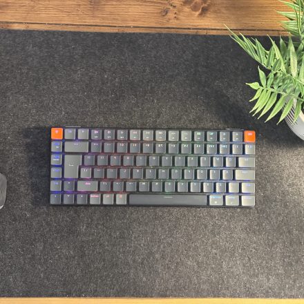 keychron k3 ultra-slim on a desk with the Logitech MX Master 3s mouse.