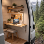 Tiny house desk in the wild