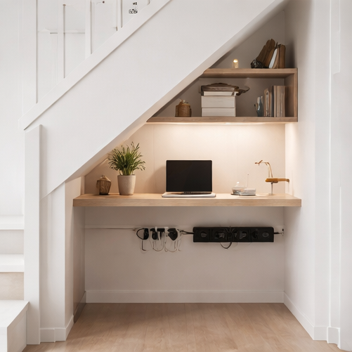 Under stairs desk cable management