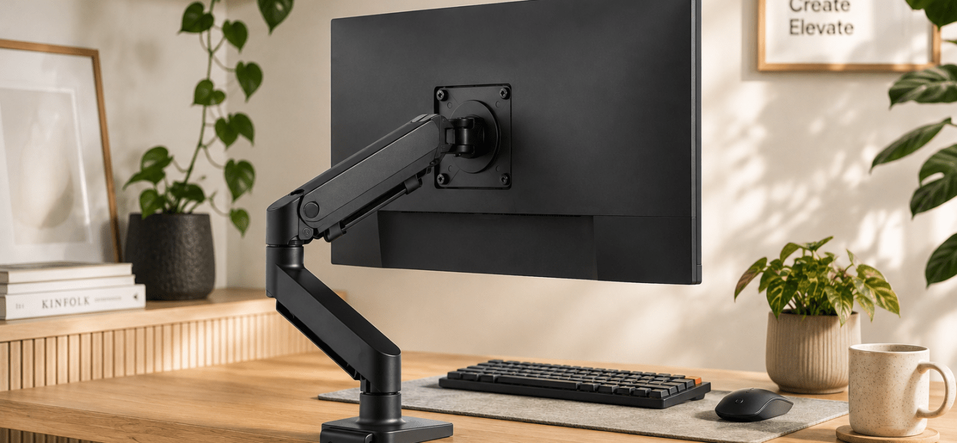 Monitor arm desk setup