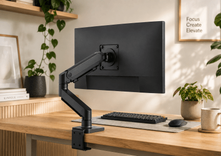 Monitor arm desk setup