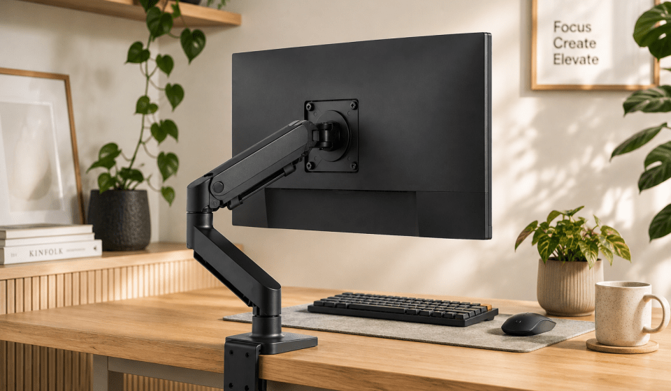 Monitor arm desk setup